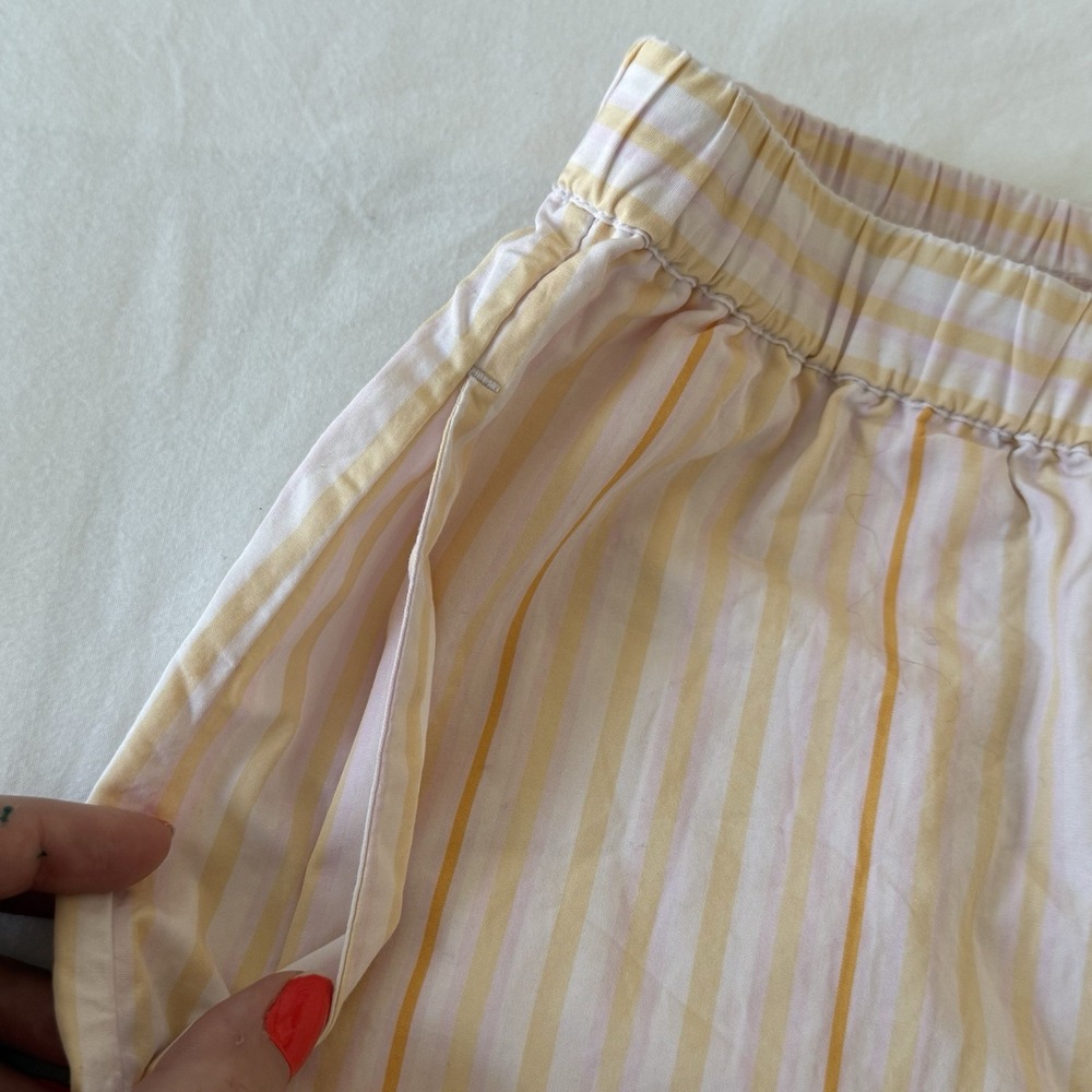 Wilfred Free Aritzia Women's Breeze 3" Striped Cotton Poplin Apricot Shorts Sz S - Picture 2 of 5